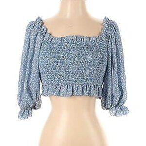 NWT Here Comes the Sun Light Blue Floral Crop Top, Small